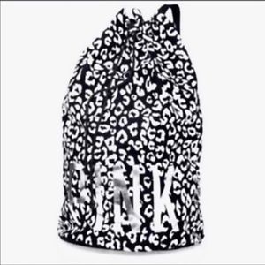 Victoria's Secret PINK Laundry Bag 
Black White & Metallic Silver Leopard print